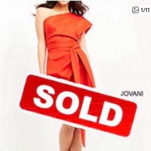 Jovani Tomato Red One-Shoulder Dress Size 0